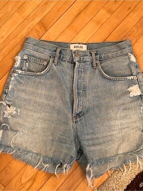 Agolde Light Wash Distressed Denim Cutoff Shorts Dee